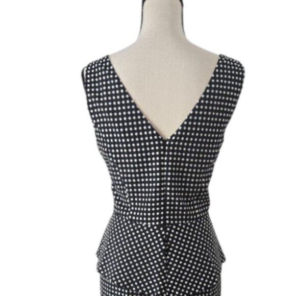 Anne Klein Black and White Polka Dot Peplum Dress Size 8 - Picture 7 of 10